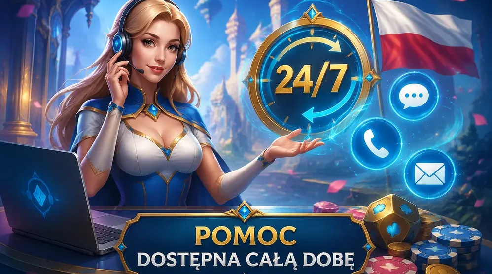 konsultant na czacie, zegar 24/7, flaga polska